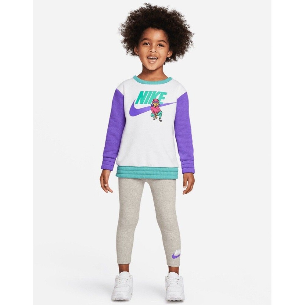 Nike Toddler Girls' Crewneck Fleece Sweatshirt And Legging 2-Piece Set 4T NWT
